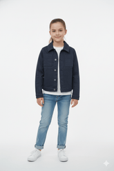 GIRLS NAVY BLUE DENIM JACKET - Smgarment's